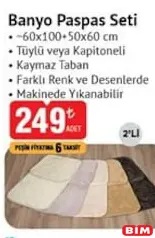 BANYO PASPAS SETİ 60X100+50X60 CM